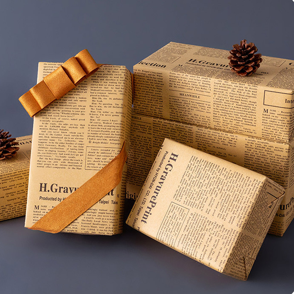 Flower Wrap Kraft - 20Sheets Old Newspaper Style Kraft Wrapping