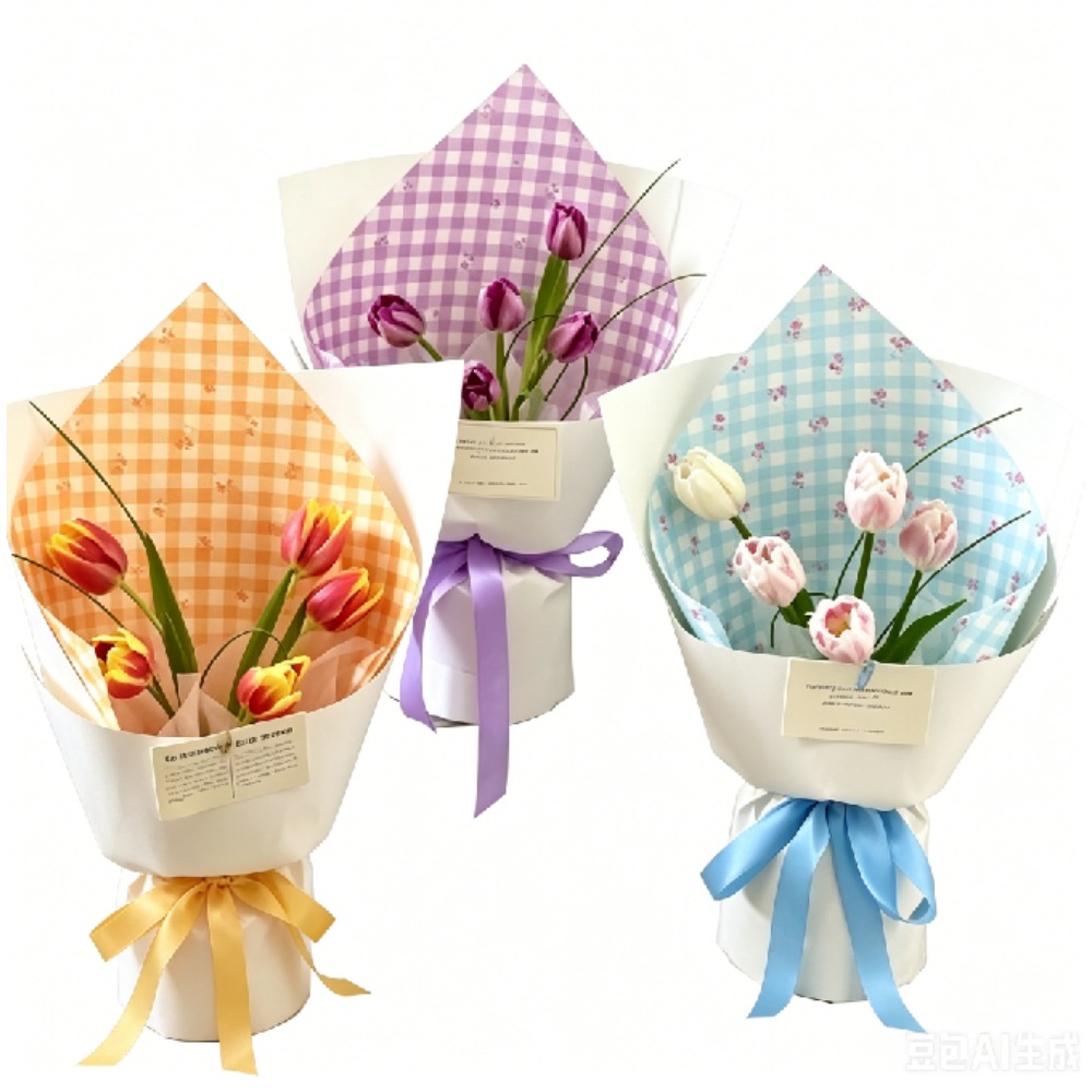 Rose Grid Print Thick White Kr - Flower Wrap Kraft ulasan dan harga