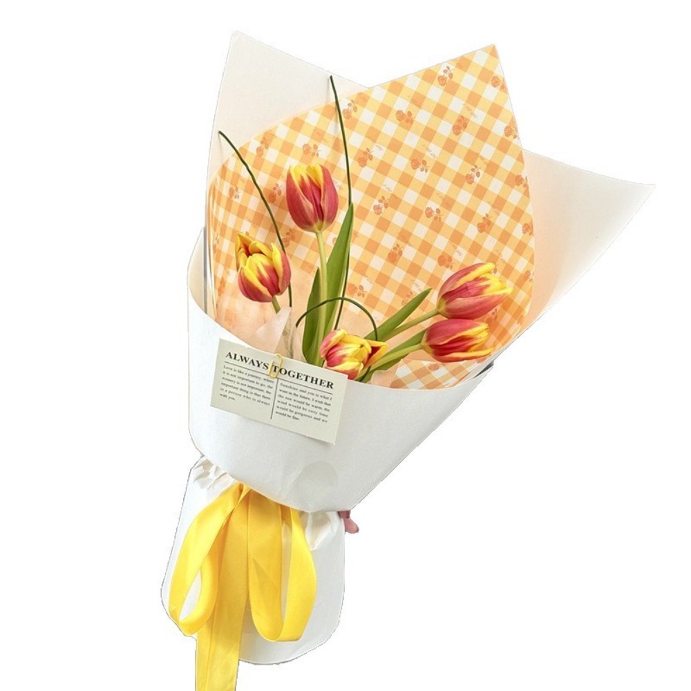 Rose Grid Print Thick White Kr - Flower Wrap Kraft ulasan dan harga
