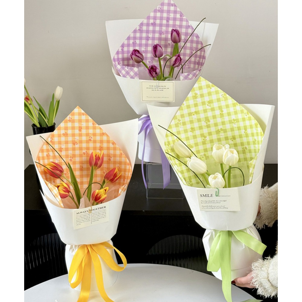 Rose Grid Print Thick White Kr - Flower Wrap Kraft ulasan dan harga
