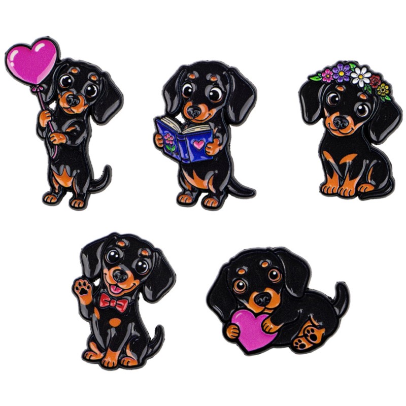 5pcs Cute Dachshund Enamel Pin - Florist Supplies ulasan dan harga