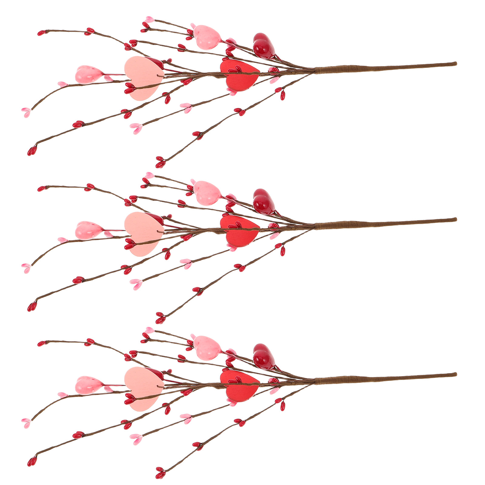 3Pcs Heart Picks Branches Arti - Floral Picks Wood ulasan dan harga