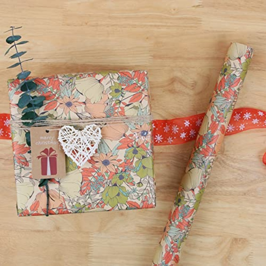 Kraft Floral Wrappg Paper Roll - Flower Wrap Kraft ulasan dan harga